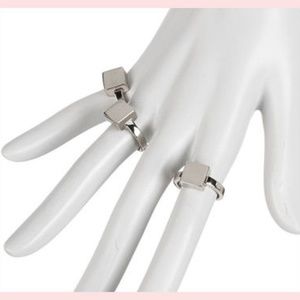 Square Silver Rings Stack BoHo Style / Alone NWT 7